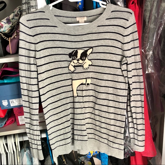 J. Crew Factory Sweaters - J Crew Puppy Stripes Lightweight Sweater • Size XS